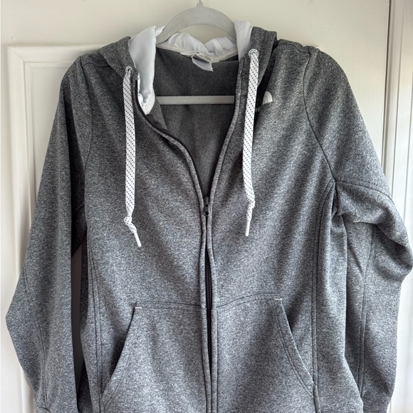 The North Face Tops - The North Face Gray and White Zip Up Hoodie